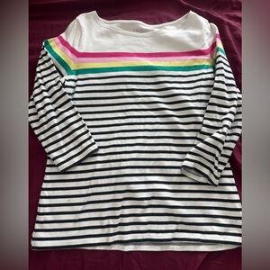 Women’s Talbots Size small 3/4 length sleeve colorful striped black and white